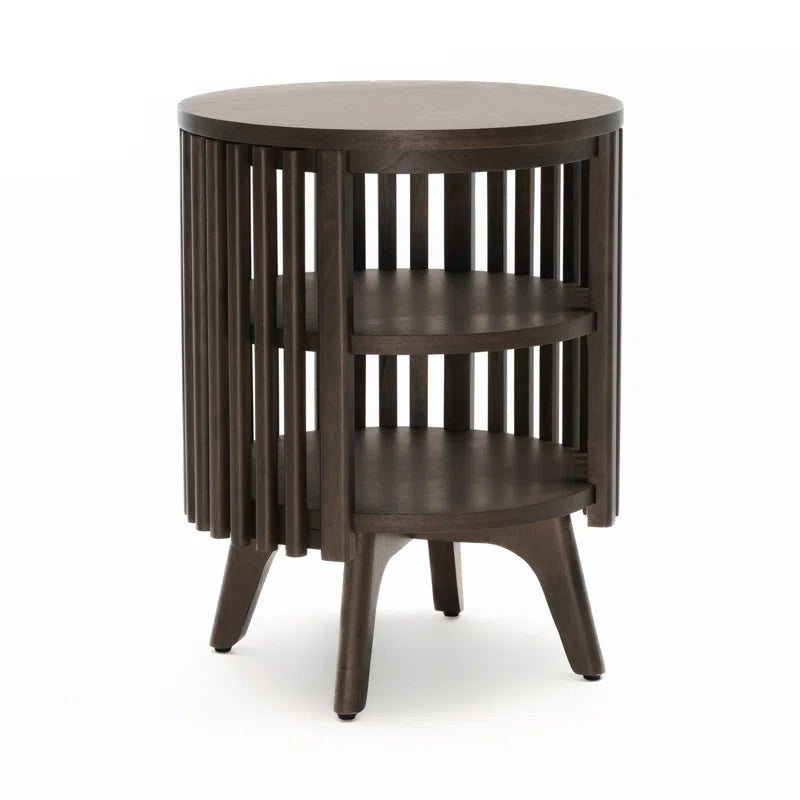 George Oliver Klever End Table with Storage | Round Modern Mid Century Side Table for Small Spaces